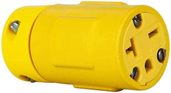 Value Collection - 250 VAC, 20 Amp, 6-20 NEMA, Straight, Ungrounded, Industrial Grade Connector - 2 Pole, 3 Wire, 1 Phase, Rubber, Yellow - USA Tool & Supply
