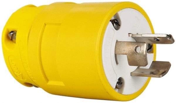 Value Collection - 125/250 VAC, 20 Amp, NonNEMA, Straight, Ungrounded, Industrial Grade Plug - 3 Pole, 3 Wire, 1 Phase, Rubber, Yellow - USA Tool & Supply
