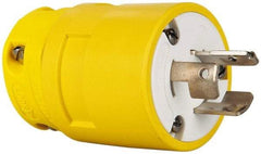 Value Collection - 125/250 VAC, 20 Amp, NonNEMA, Straight, Ungrounded, Industrial Grade Plug - 3 Pole, 3 Wire, 1 Phase, Rubber, Yellow - USA Tool & Supply