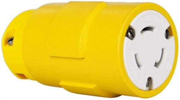 Value Collection - 125 VAC, 20 Amp, L5-20 NEMA, Straight, Ungrounded, Industrial Grade Connector - 2 Pole, 3 Wire, 1 Phase, Rubber, Yellow - USA Tool & Supply