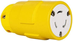 Value Collection - 125 VAC, 20 Amp, L5-20 NEMA, Straight, Ungrounded, Industrial Grade Connector - 2 Pole, 3 Wire, 1 Phase, Rubber, Yellow - USA Tool & Supply