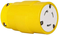 Value Collection - 125 VAC, 30 Amp, L5-30 NEMA, Straight, Ungrounded, Industrial Grade Connector - 2 Pole, 3 Wire, 1 Phase, Rubber, Yellow - USA Tool & Supply