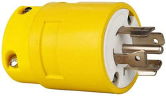 Value Collection - 277/480 VAC, 20 Amp, L22-20 NEMA, Straight, Self Grounding, Industrial Grade Plug - 4 Pole, 5 Wire, 3 Phase, Rubber, Yellow - USA Tool & Supply