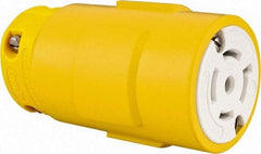 Value Collection - 277/480 VAC, 20 Amp, L22-20 NEMA, Straight, Self Grounding, Industrial Grade Connector - 4 Pole, 5 Wire, 3 Phase, Rubber, Yellow - USA Tool & Supply