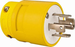 Value Collection - 120/208 VAC, 30 Amp, L21-30 NEMA, Straight, Ungrounded, Industrial Grade Plug - 4 Pole, 5 Wire, 3 Phase, Rubber, Yellow - USA Tool & Supply