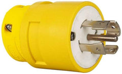 Value Collection - 347/600 VAC, 30 Amp, L23-30 NEMA, Straight, Ungrounded, Industrial Grade Plug - 4 Pole, 5 Wire, Rubber, Yellow - USA Tool & Supply