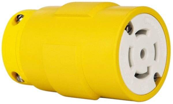 Value Collection - 347/600 VAC, 30 Amp, L23-30 NEMA, Straight, Ungrounded, Industrial Grade Connector - 4 Pole, 5 Wire, 3 Phase, Rubber, Yellow - USA Tool & Supply