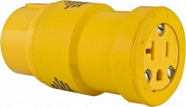 Woodhead Electrical - 1 Outlet, 125 VAC, 20 Amp, Yellow, Single Outlet Adapter - 5-20 NEMA Configuration, CSA Certified, CSA File LR6837, UL File E10176 - USA Tool & Supply