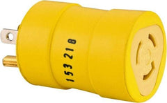 Woodhead Electrical - 1 Outlet, 125 VAC, 15 Amp, Yellow, Single Outlet Adapter - 5-15, L5-15 NEMA Configuration, CSA Certified, CSA File LR6837, UL File E10176, UL Listed - USA Tool & Supply