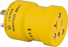 Woodhead Electrical - 1 Outlet, 125 VAC, 20 Amp, Yellow, Single Outlet Adapter - 5-20, L5-20 NEMA Configuration, CSA Certified, CSA File LR6837, UL File E10176, UL Listed - USA Tool & Supply