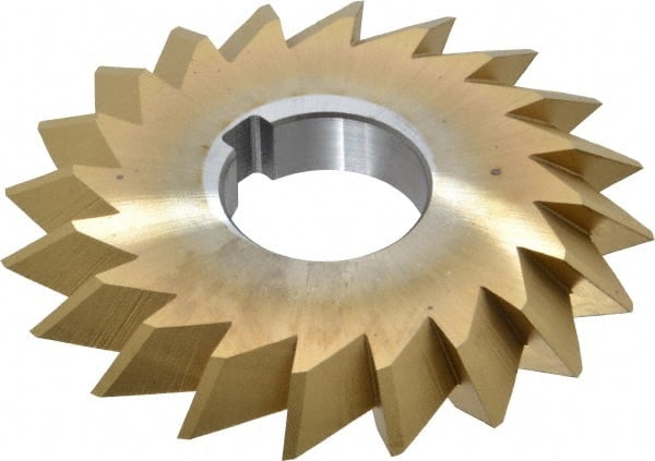 Made in USA - 4° 4" Cut Diam, 1/2" Cut Width, 1-1/4" Arbor, High Speed Steel Double-Angle Cutter - USA Tool & Supply