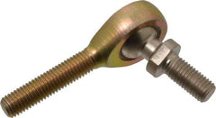 Alinabal - 1/4" ID, 3/4" Max OD, 1,650 Lb Max Static Cap, Spherical Rod End - 1/4-28 RH, 3/8" Shank Diam, 1" Shank Length, Steel with Molded Nyloy Raceway - USA Tool & Supply