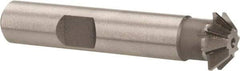 Made in USA - 1/2" Diam x 1/8" Width of Cut, 45° Included Angle, Shank Connection, High Speed Steel Single Angle Cutter - 3/8" Shank Diam, 2-1/8" Overall Length, Right Hand Cut, Uncoated - USA Tool & Supply