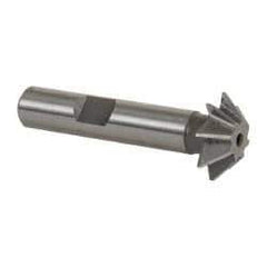 Made in USA - 3/4" Diam x 3/16" Width of Cut, 45° Included Angle, Shank Connection, High Speed Steel Single Angle Cutter - 3/8" Shank Diam, 2-1/8" Overall Length, Right Hand Cut, Uncoated - USA Tool & Supply