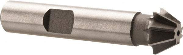 Made in USA - 1/2" Diam x 7/32" Width of Cut, 60° Included Angle, Shank Connection, High Speed Steel Single Angle Cutter - 3/8" Shank Diam, 2-1/8" Overall Length, Right Hand Cut, Uncoated - USA Tool & Supply