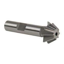 Made in USA - 3/4" Diam x 5/16" Width of Cut, 60° Included Angle, Shank Connection, High Speed Steel Single Angle Cutter - 3/8" Shank Diam, 2-1/8" Overall Length, Right Hand Cut, Uncoated - USA Tool & Supply