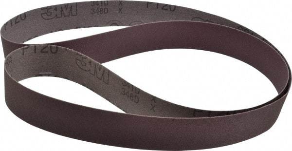 3M - 1-1/2" Wide x 60" OAL, 120 Grit, Aluminum Oxide Abrasive Belt - Aluminum Oxide, Fine, Coated, X Weighted Cloth Backing, Series 341D - USA Tool & Supply