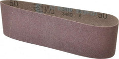 3M - 3" Wide x 21" OAL, 50 Grit, Aluminum Oxide Abrasive Belt - Aluminum Oxide, Coarse, Coated, X Weighted Cloth Backing, Series 341D - USA Tool & Supply