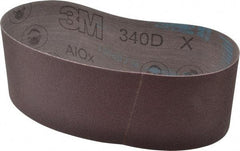 3M - 3" Wide x 21" OAL, 100 Grit, Aluminum Oxide Abrasive Belt - Aluminum Oxide, Fine, Coated, X Weighted Cloth Backing, Series 240D - USA Tool & Supply