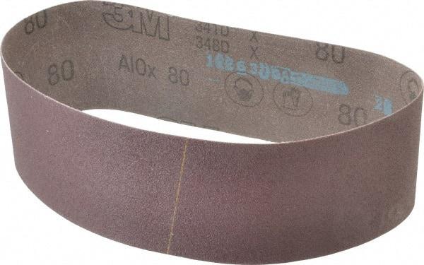 3M - 3" Wide x 24" OAL, 80 Grit, Aluminum Oxide Abrasive Belt - Aluminum Oxide, Medium, Coated, X Weighted Cloth Backing, Series 341D - USA Tool & Supply