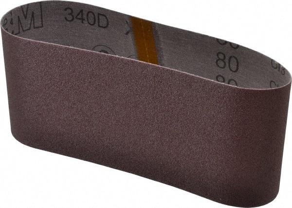 3M - 4" Wide x 21-3/4" OAL, 80 Grit, Aluminum Oxide Abrasive Belt - Aluminum Oxide, Medium, Coated, X Weighted Cloth Backing, Series 240D - USA Tool & Supply