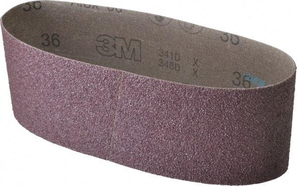3M - 4" Wide x 24" OAL, 36 Grit, Aluminum Oxide Abrasive Belt - Aluminum Oxide, Very Coarse, Coated, X Weighted Cloth Backing, Series 341D - USA Tool & Supply