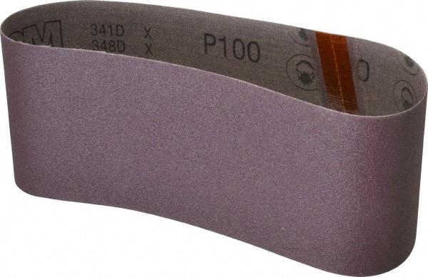 3M - 4" Wide x 24" OAL, 100 Grit, Aluminum Oxide Abrasive Belt - Aluminum Oxide, Fine, Coated, X Weighted Cloth Backing, Series 341D - USA Tool & Supply