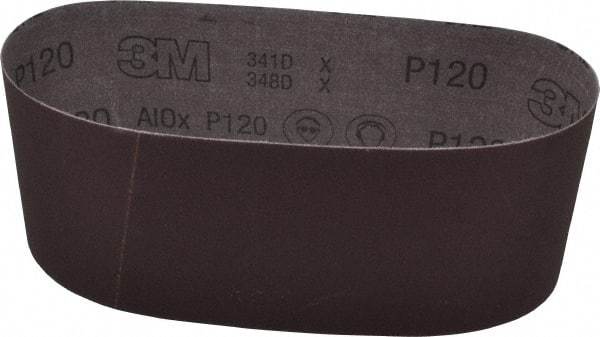 3M - 4" Wide x 24" OAL, 120 Grit, Aluminum Oxide Abrasive Belt - Aluminum Oxide, Fine, Coated, X Weighted Cloth Backing, Series 341D - USA Tool & Supply