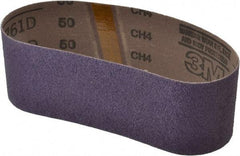 3M - 3" Wide x 21" OAL, 50 Grit, Ceramic Abrasive Belt - Ceramic, Coarse, Coated, Y Weighted Cloth Backing, Series 761D - USA Tool & Supply