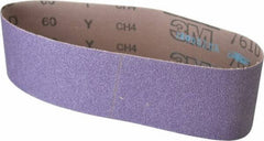3M - 3" Wide x 24" OAL, 60 Grit, Ceramic Abrasive Belt - Ceramic, Medium, Coated, Y Weighted Cloth Backing, Series 761D - USA Tool & Supply