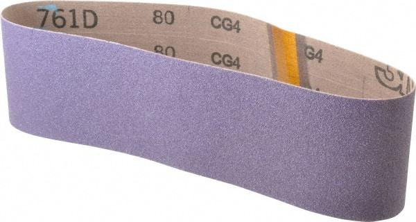 3M - 3" Wide x 24" OAL, 80 Grit, Ceramic Abrasive Belt - Ceramic, Medium, Coated, Y Weighted Cloth Backing, Series 761D - USA Tool & Supply