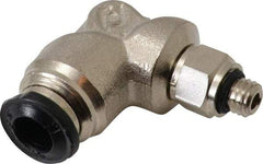 Alpha Technologies - 5mm Outside Diam, M5 Metric, Nickel Plated Brass Push-to-Connect Tube Male Swivel Elbow - 250 Max psi, Tube to Metric Thread Connection, Buna O-Ring - USA Tool & Supply