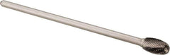 Made in USA - 1/2" Cut Diam, 1/4" Shank Diam, Oval Head Double Cut Burr - Carbide, Radius End, 7/8" LOC, 6" OAL - USA Tool & Supply
