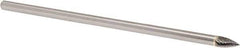 Made in USA - 1/4" Cut Diam, 1/4" Shank Diam, Tree Head Double Cut Burr - Carbide, Point End, 1/2" LOC, 6" OAL - USA Tool & Supply