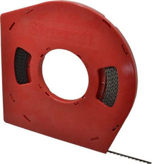 Starrett - 1/4" x 100' x 0.025" Carbon Steel Band Saw Blade Coil Stock - 4 TPI, Toothed Edge, Hook Form, Raker Set, Flexible Back, Positive Angle, Constant Pitch, Contour Cutting - USA Tool & Supply