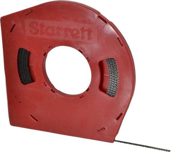 Starrett - 1/4" x 100' x 0.025" Carbon Steel Band Saw Blade Coil Stock - 6 TPI, Toothed Edge, Hook Form, Raker Set, Flexible Back, Positive Angle, Constant Pitch, Contour Cutting - USA Tool & Supply