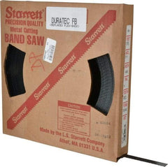 Starrett - 5/8" x 100' x 0.032" Carbon Steel Band Saw Blade Coil Stock - 10 TPI, Toothed Edge, Straight Form, Raker Set, Flexible Back, No Rake Angle, Constant Pitch, Contour Cutting - USA Tool & Supply