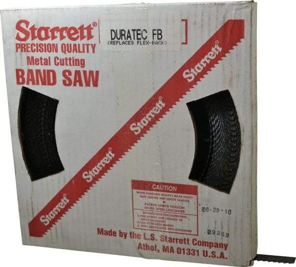 Starrett - 3/4" x 100' x 0.032" Carbon Steel Band Saw Blade Coil Stock - 4 TPI, Toothed Edge, Hook Form, Raker Set, Flexible Back, Positive Angle, Constant Pitch, Contour Cutting - USA Tool & Supply