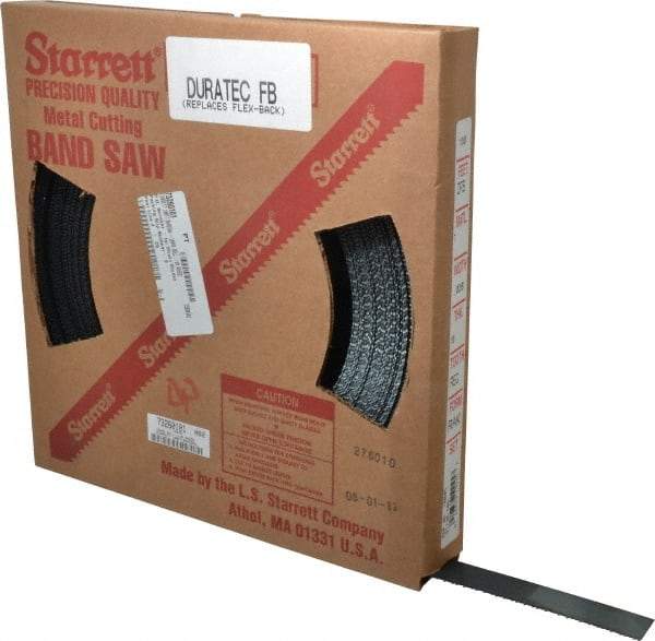 Starrett - 1" x 100' x 0.035" Carbon Steel Band Saw Blade Coil Stock - 10 TPI, Toothed Edge, Straight Form, Raker Set, Flexible Back, No Rake Angle, Constant Pitch, Contour Cutting - USA Tool & Supply