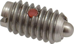 Gibraltar - 5/16-18, 9/16" Thread Length, 1/12" Plunger Projection, Stainless Steel Threaded Spring Plunger - 0.135" Max Plunger Diam, 0.562" Plunger Length, 3.75 Lb Init End Force, 15.5 Lb Final End Force - USA Tool & Supply