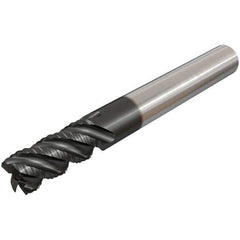 Iscar - 3/4" Diam, Coarse Pitch, 1-1/2" LOC, 6 Flute Solid Carbide 45° Corner Chamfer Roughing End Mill - TiAlN Finish, 4" OAL, 3/4" Shank Diam, Single End, 45° Helix - USA Tool & Supply