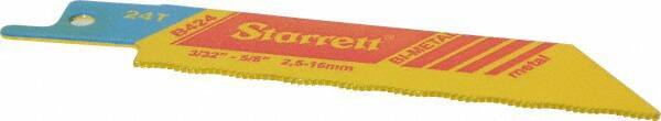 Starrett - 4" Long x 3/4" Thick, Bi-Metal Reciprocating Saw Blade - Straight Profile, 24 TPI, Toothed Edge, Universal Shank - USA Tool & Supply