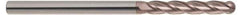 SGS - 7/16" Diam, 3" LOC, 4 Flute Solid Carbide Ball End Mill - TiCN Finish, Single End, 6" OAL, 7/16" Shank Diam, Spiral Flute - USA Tool & Supply