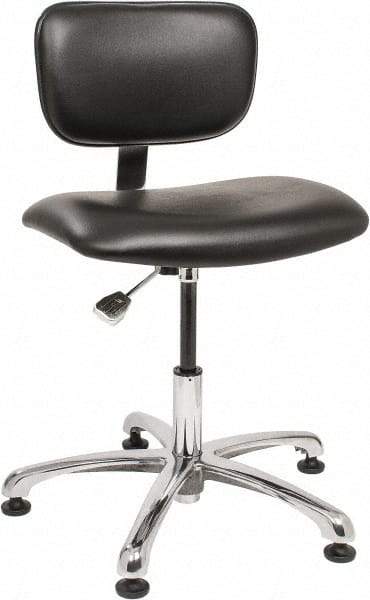 Bevco - Clean Room Swivel Chair - 20" Wide x 17" Deep, Vinyl Seat, Black - USA Tool & Supply