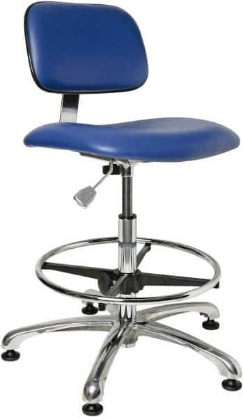 Bevco - Clean Room Swivel Chair - 20" Wide x 17" Deep, Vinyl Seat, Blue - USA Tool & Supply