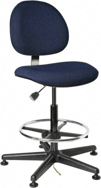 Bevco - ESD Swivel Stool - 18" Wide x 18" Deep, Conductive Cloth Seat, Navy Blue - USA Tool & Supply