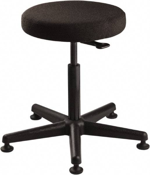 Bevco - 15" Wide x 15" Deep x 24 to 34" High, Reinforced Plastic Base, Adjustable Seat Stool - Fabric Seat, Black - USA Tool & Supply