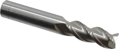 Accupro - 3/8", 3 Flute, Single End, Solid Carbide, 0.015" Corner Radius End Mill - 2-1/2" OAL, 40° Helix, Right Hand Flute, 7/8" LOC, Right Hand Cut - USA Tool & Supply