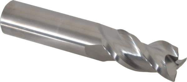 Accupro - 3/4", 3 Flute, Single End, Solid Carbide, 0.03" Corner Radius End Mill - 4" OAL, 40° Helix, Right Hand Flute, 1-5/8" LOC, Right Hand Cut - USA Tool & Supply