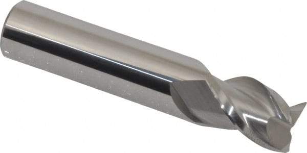 Accupro - 1/2", 3 Flute, Single End, Solid Carbide, 0.02" Corner Radius End Mill - 2-1/2" OAL, 40° Helix, Right Hand Flute, 5/8" LOC, Right Hand Cut - USA Tool & Supply